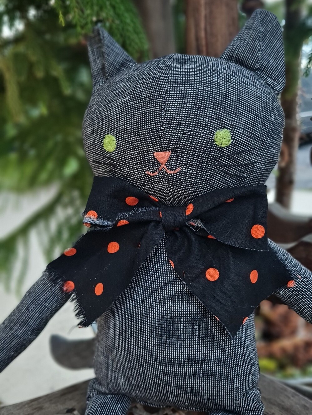 Handmade Pepper Linen Cat Ragdolls with Decorative Bows